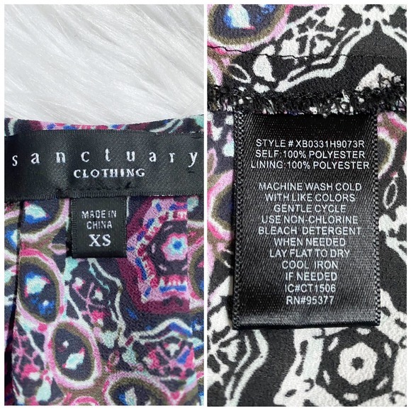 Sanctuary Ombre Medallion Floral Tie-Neck Long sleeve Blouse XS - Picture 5 of 5